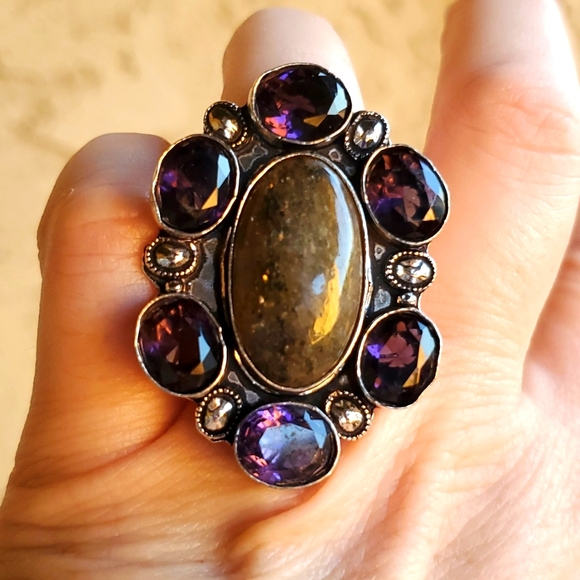 New Lodolite and Amethyst 925 Silver Statement Ring. - Picture 1 of 10